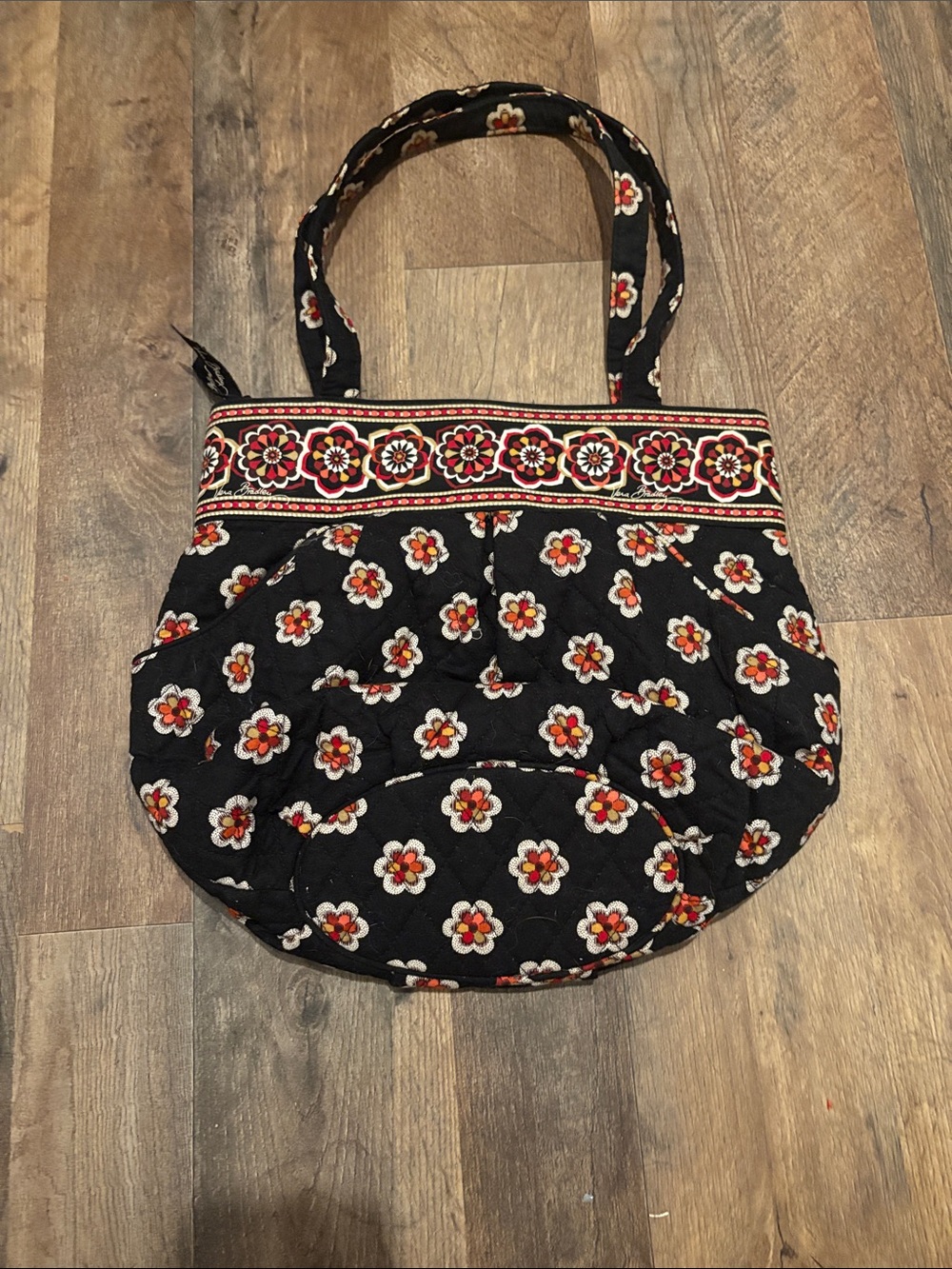 Vera Bradley Quilted Floral Tote Bag in Black and Red